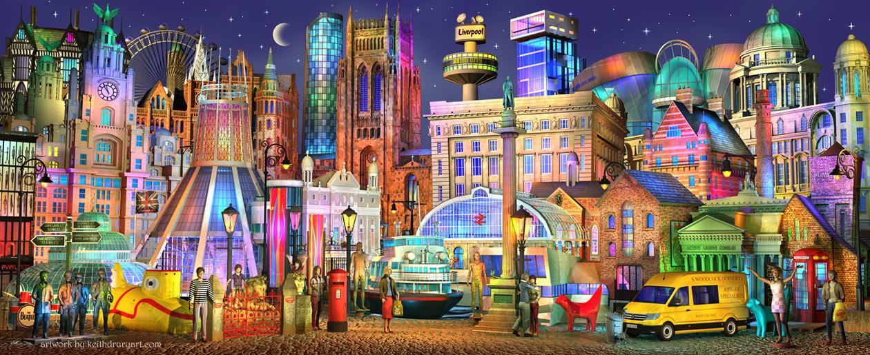 Liverpool cityscape artwork