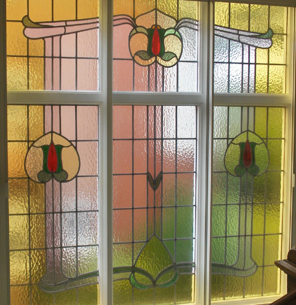 Leaded light glass panel made in Liverpool workshop